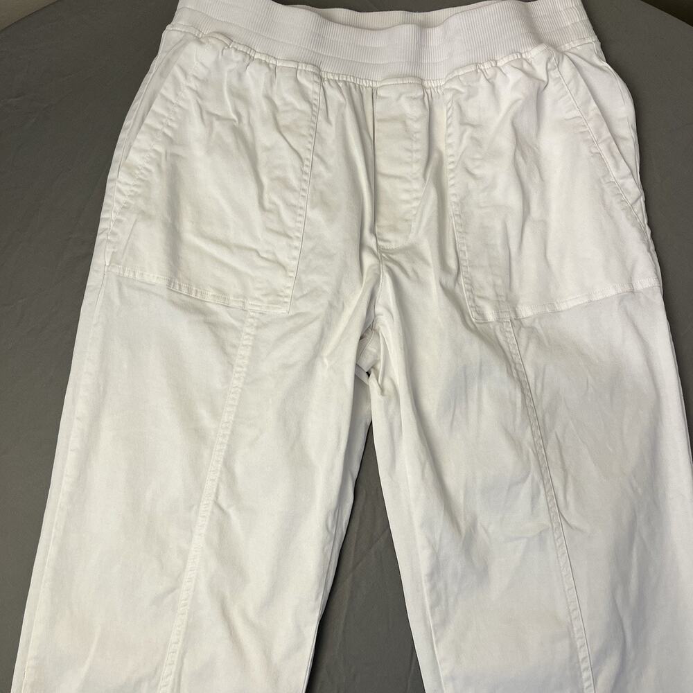 Soft Surroundings Medina Pants Medium Elastic Waist Roll Tab Ankle White Utility - Picture 6 of 13